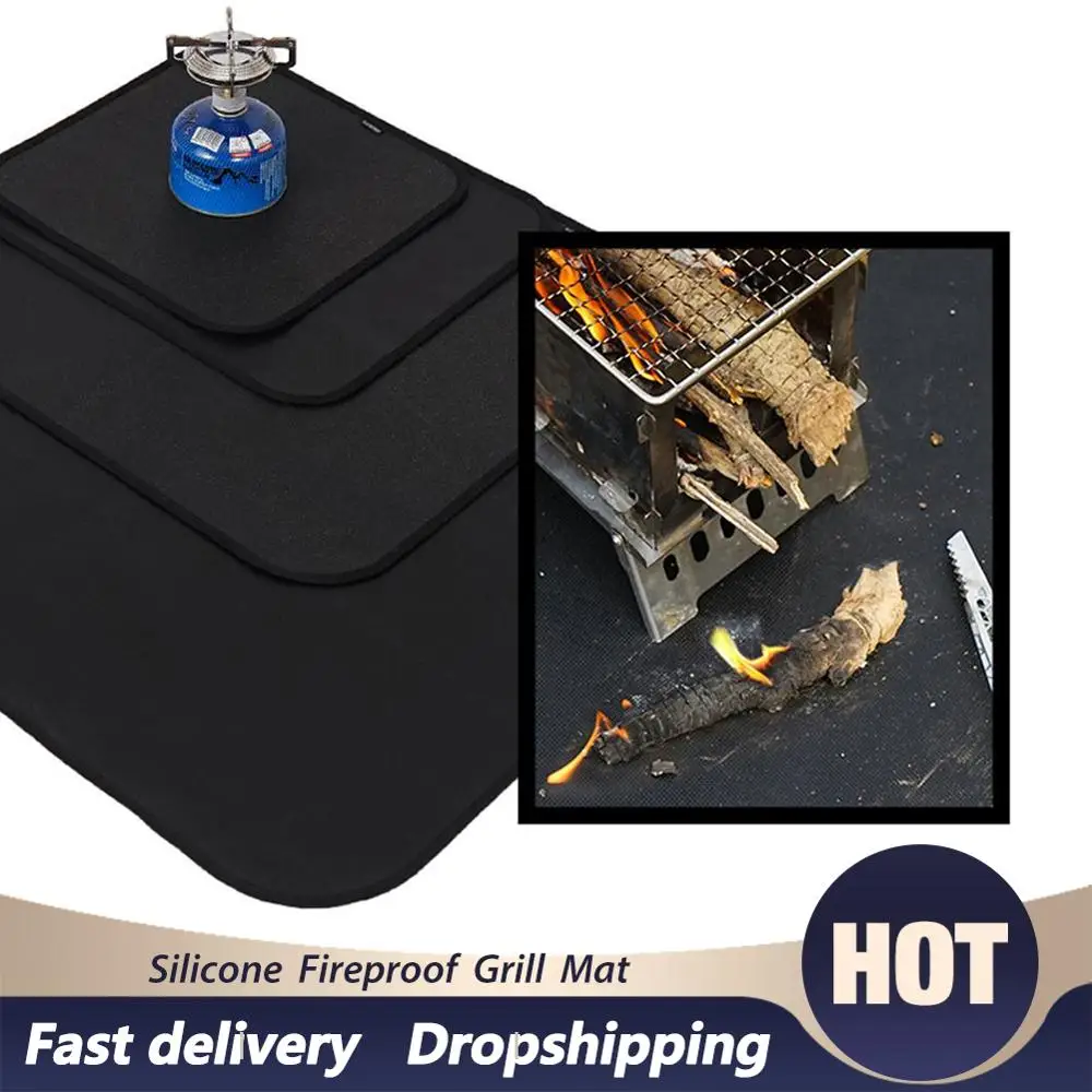 Огнеупорный защитный коврик для барбекю, уличная ткань для кемпинга, силиконовый огнеупорный коврик для гриля, ткань для пикника, барбекю