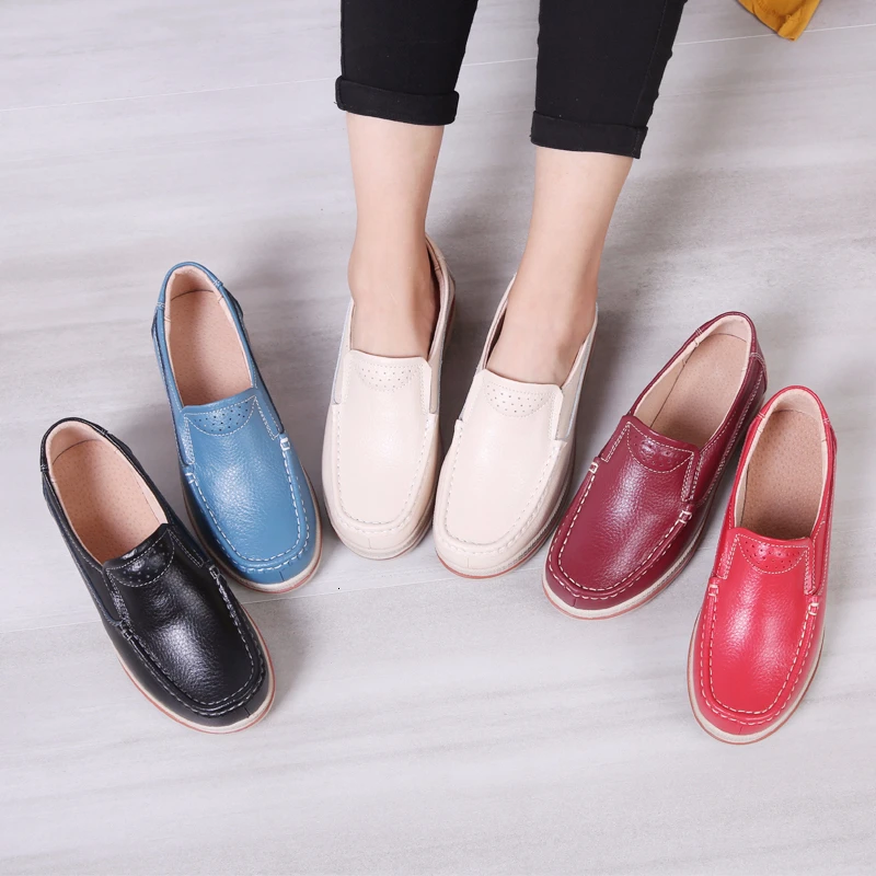 Женские кожаные туфли на платформе легкие прочные в стиле ретро | Обувь