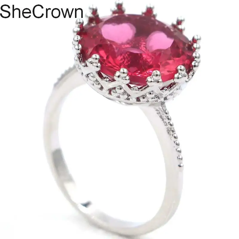 SheCrown Круглый драгоценный камень розовый турмалин CZ подарок для женщин