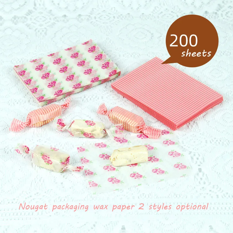 

200pcs Baking Packaging Nougat Packaging Waxed Paper Candy Wrapping Paper Waxed Nougat Packaging Box