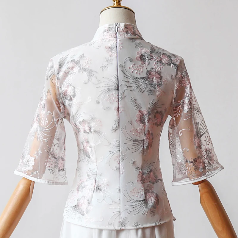 2 шт./компл. женское традиционное китайское платье Ципао с вышивкой и рукавом до