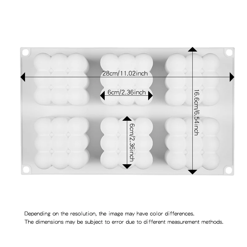 Легко распалубки 6 cavity силиконовой смолевой куб свечи формы 3D Воск Мыло Формы