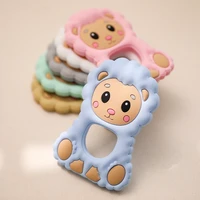 oessuf 1pc baby silicone teether cartoon sheep animals food grade silicone diy teething accessories for pacifier chains