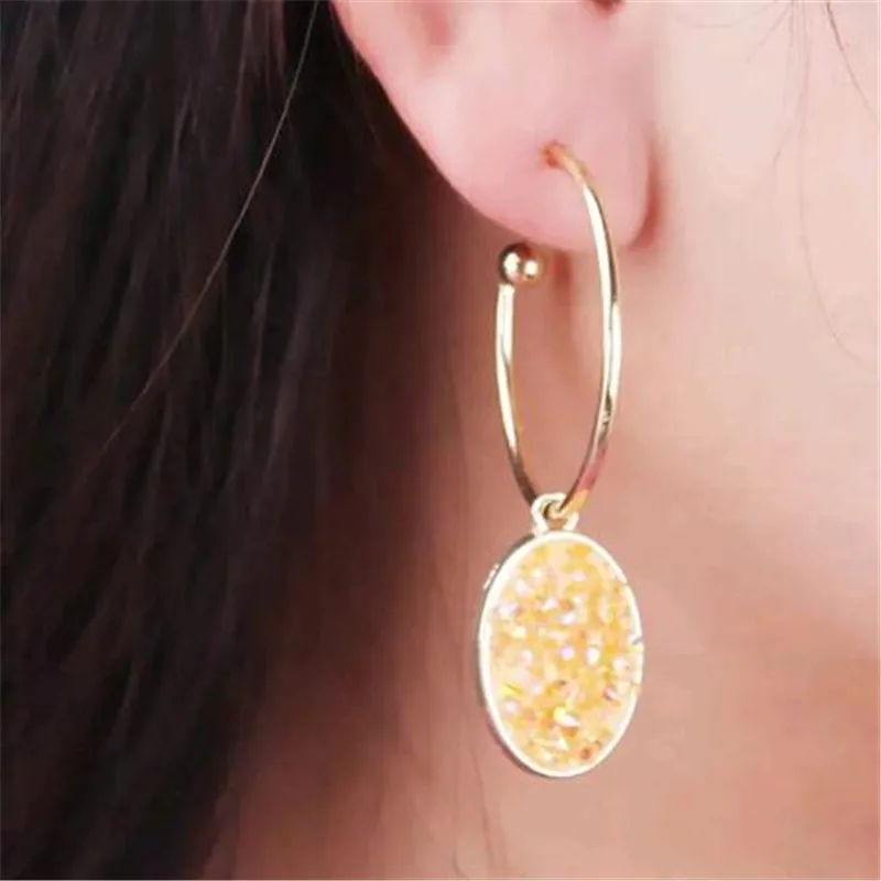 Креативные геометрические золотые серьги капли воды красочные из смолы для