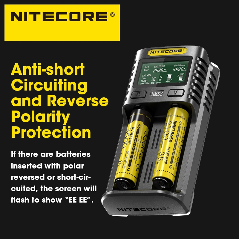 Умное зарядное устройство NITECORE UMS4 UMS2 с ЖК-дисплеем 4A QC быстрая зарядка для