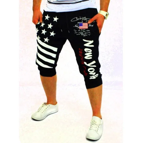 Мужские брюки с принтом американского флага повседневные штаны бесплатная