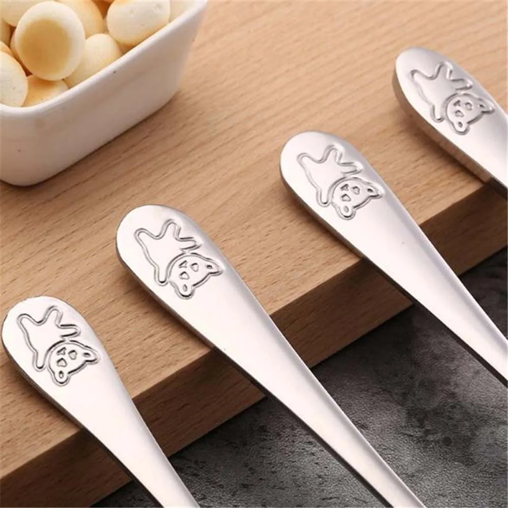 

1 Pcs Baby Dishes Stainless Steel Teaspoon Spoon Fork Knife Utensils Baby Kids Learning Eating Habit Children Tableware