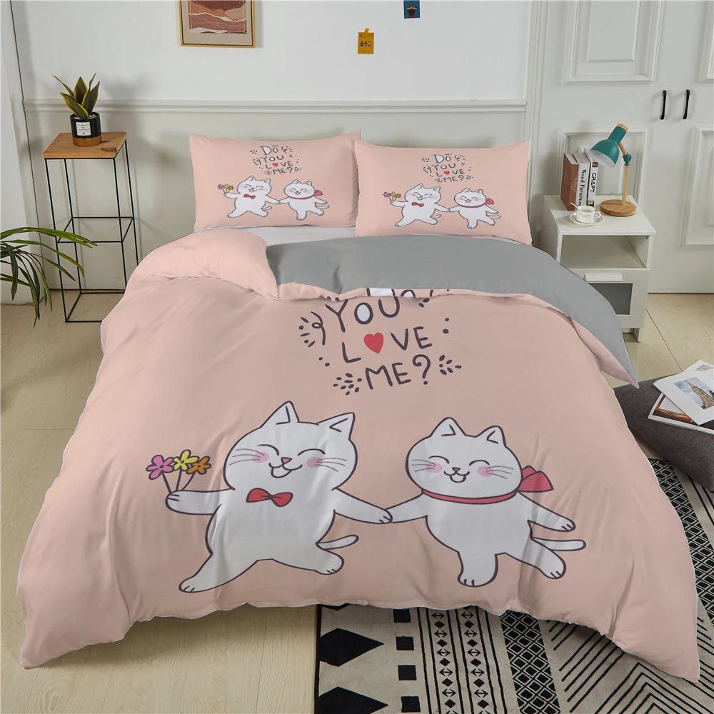 

ZEIMON Baby Kids 3D Bedding Set Cat Couples Blanket/Quilt/Duvet Cover Queen King Size And Pillowcase Bedclothes For All Season