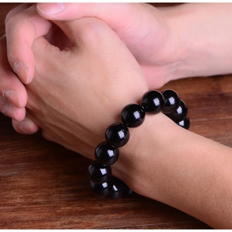 

Genuine Rainbow Bracelet Green Color Eyes Natural Stone Obsidian Beads Bracelets For Men And Women 8-18mm Lucky Buddha Jewelry