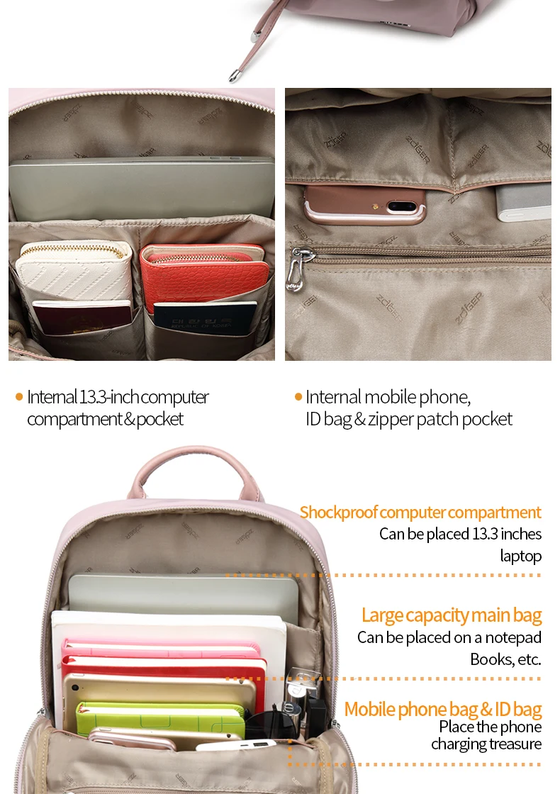 ZOGER Oxford cloth ultra light shoulder bag Korean version new college student bag female simple wild backpack