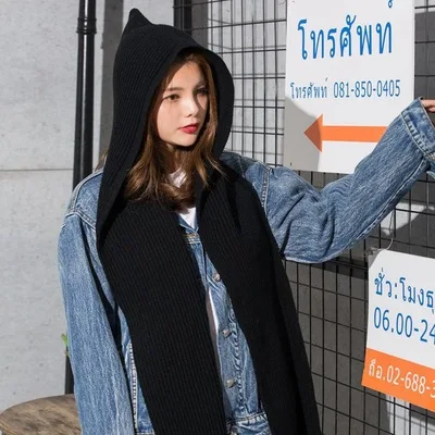 Осенний комплект из шарфа и шапки унисекс мягкие шали с капюшоном шарфы толстые