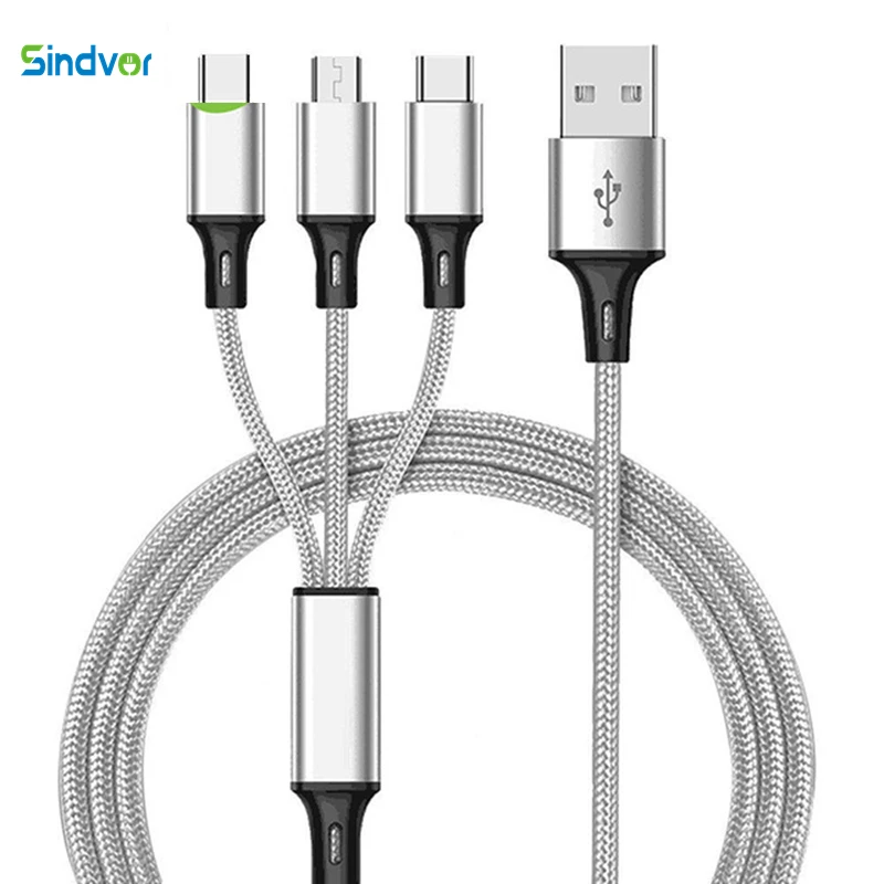 Зарядный кабель 3 в 1 Micro USB для Xiaomi Redmi Note 5 Samsung A60 S9 S8 мобильный телефон USB-C |