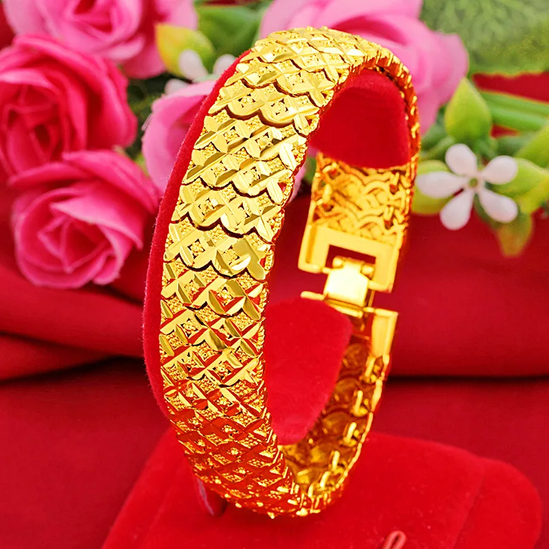 

16mm Thick Wide Men Bracelet Wrist Chain Yellow Gold Filled Handsome Male Jewelry Gift