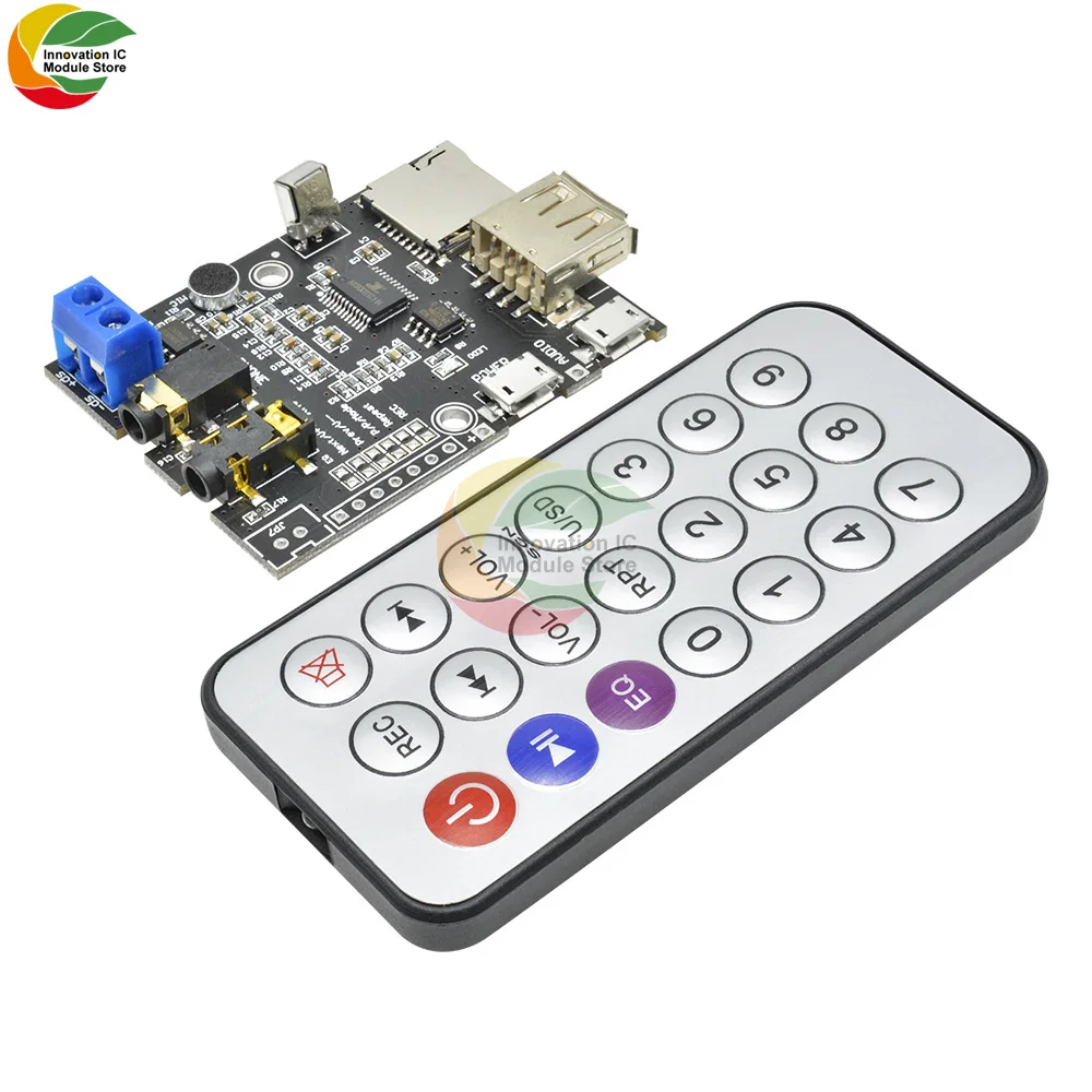 Плата усилителя Ziqqucu MP3 WMA WAV декодер с Micro USB 5 В 2 Вт TF карта U диск аудио AUX ИК пультом
