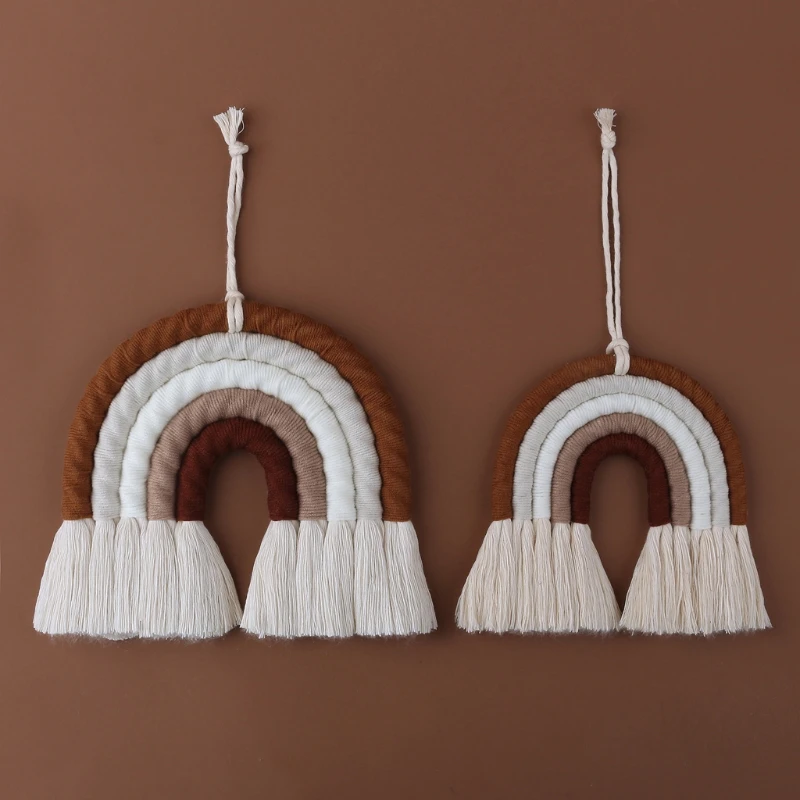 

INS Style Room Decoration Handmade Woven Cotton Rope Rainbow Hanging Decoration Wall Hanging Decor Photo Props T3EA