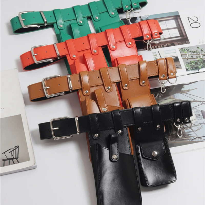 Женские аксессуары для джинсов в стиле панк кожаный ремень с сумкой Повседневный Женский однотонный