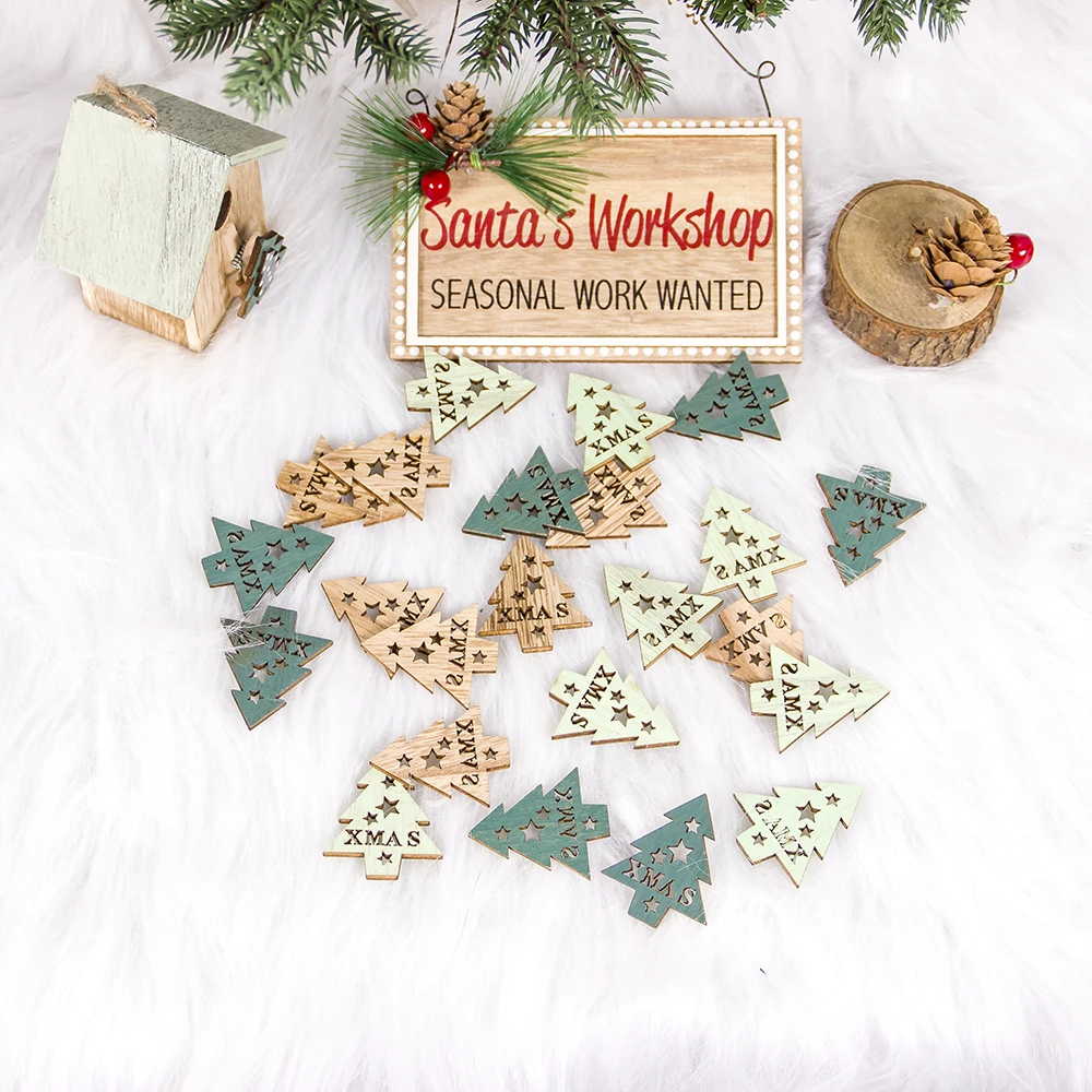 24 шт рождественские деревянные декорации креативные Подвески Снежинка/Угловые