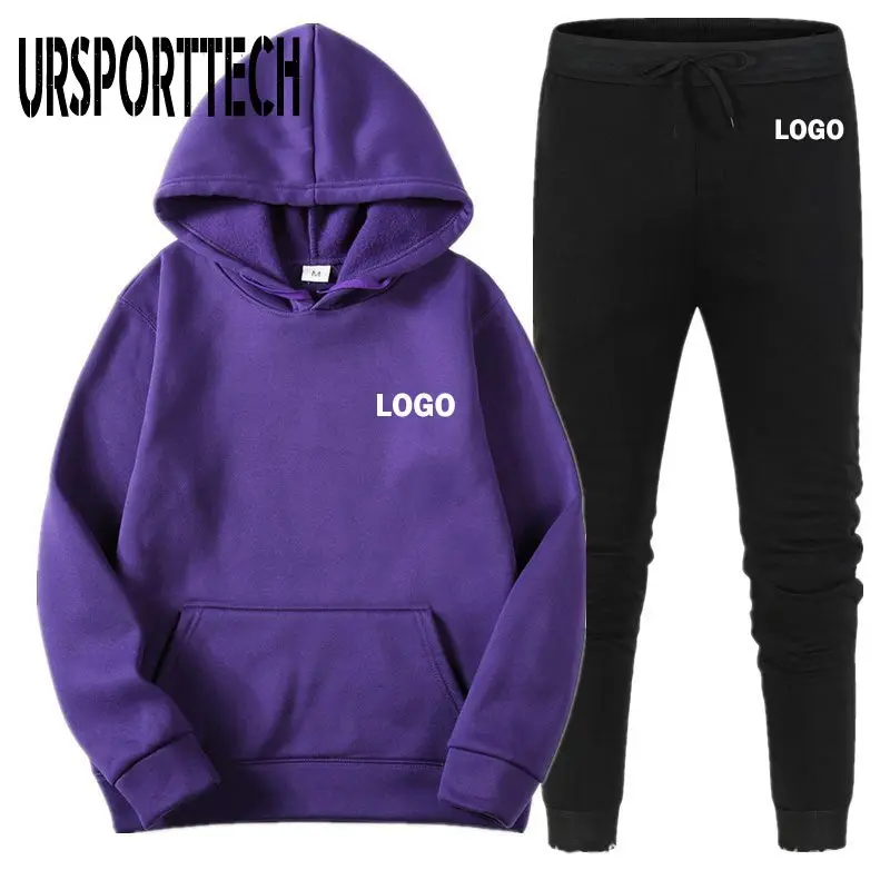 Customized Tracksuit Men Set Autumn Casual Men's Hoodies+Pants Two-Piece Print Your Own Design Tracksuit Trendy Sportswear Sets