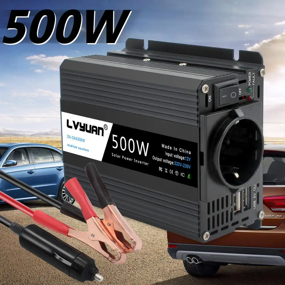 

DC 12V To AC 220V 500W EU Car Inverter EU Socket Inverter Inversor12v 220 v Car ac сварочный инвертор преобразователь 12 220