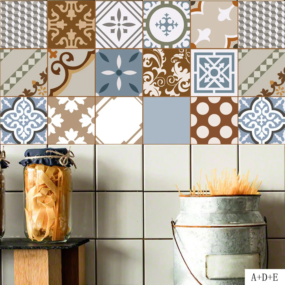 Baroque Style Tile Sticker Retro Pattern Wall Stickers Home Living Room Bedroom Kitchen Decoration | Дом и сад