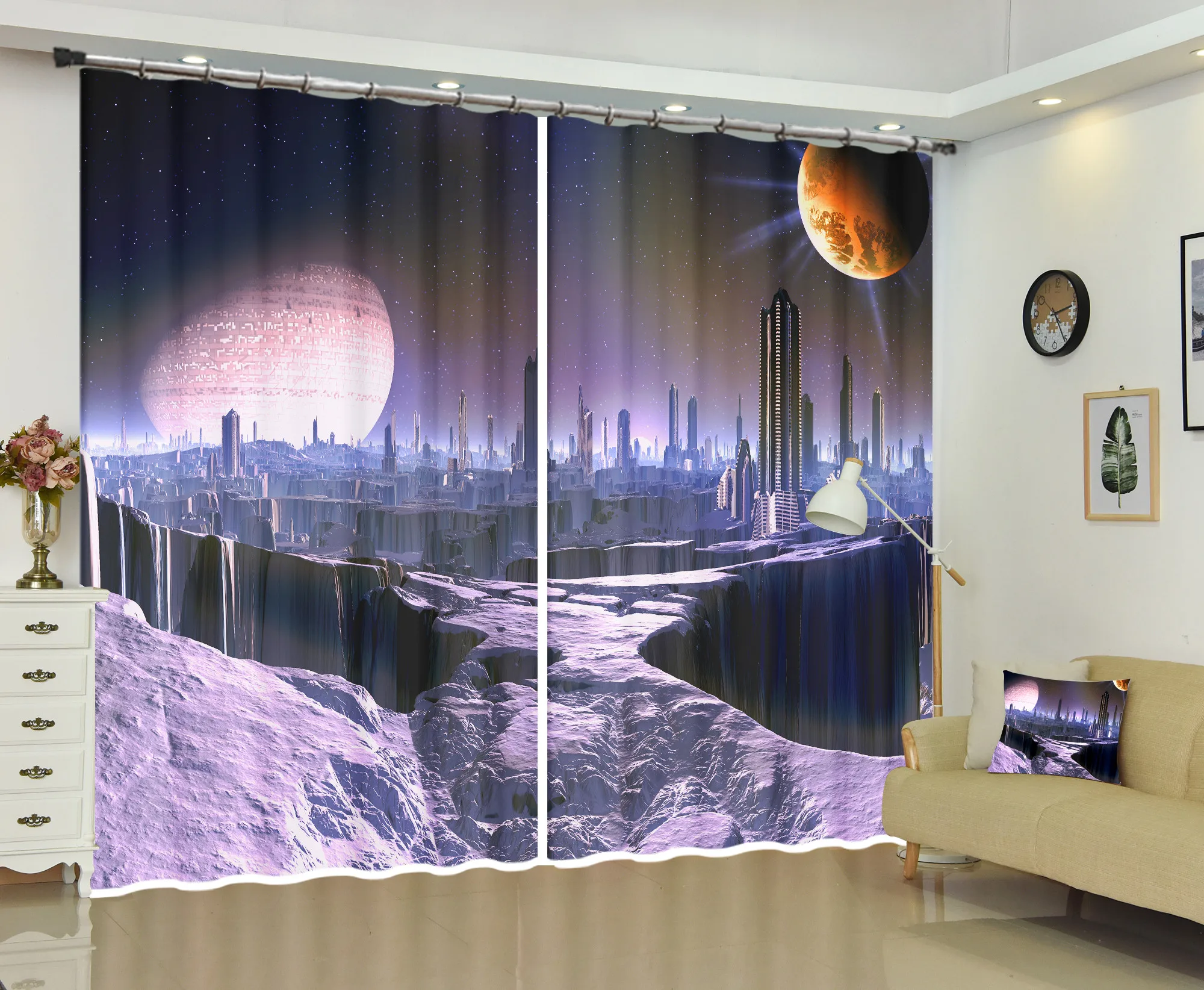 Космическая планета черная дыра личности 3D затемненные шторы на карту