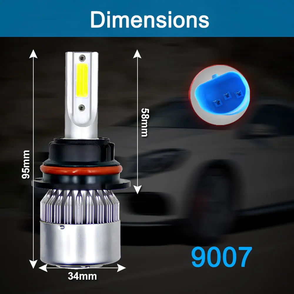 Vehemo 9007/HB5 COB светодиодный автомобильный головной светильник Светодиодные лампы