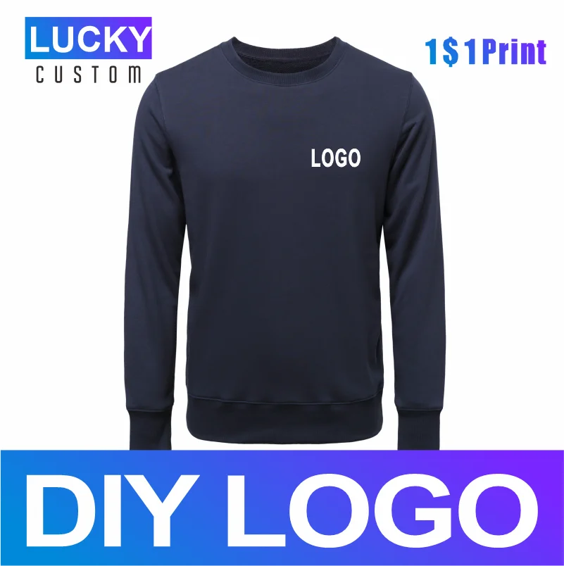 Custom Embroidery Round Neck Men's Sweater Cotton Stretch Sweater Winter Sports Long-Sleeve Hoodless New Autumn Sweater