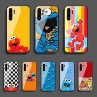 sesame monster street phone tempered glass case cover for huawei mate p 10 20 30 40 lite pro smart z 2019 silicone coque back
