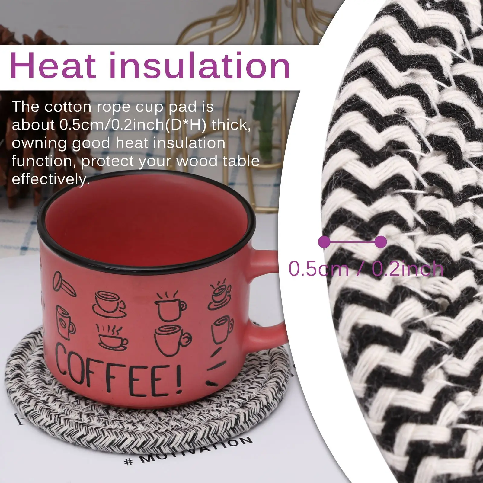 6 шт Хлопок Веревка чашка Pad деликатный прочный декоративный хлопок сплетенный