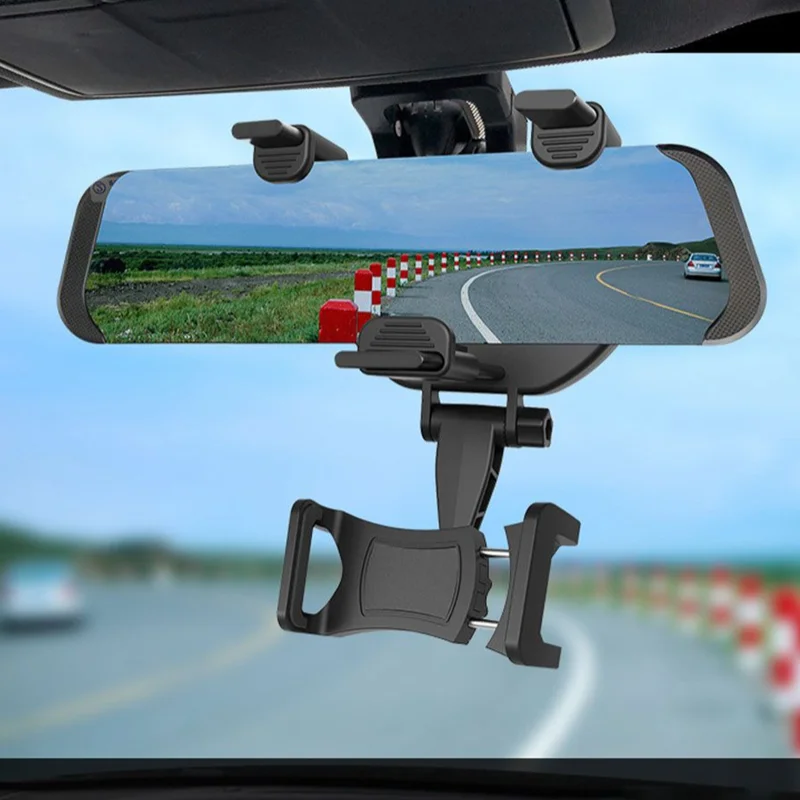 

Universal 360° Car Rearview Mirror Phone Mount Stand Holder Cradle For Cell Phone GPS Car Rear View Mirror Holder 2021 New