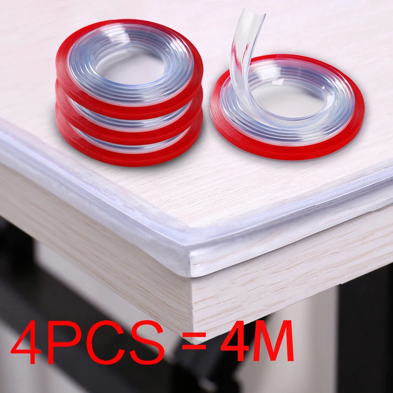 

4pcs Baby Safety Table Desk Edge Transparent Edge Corner Protection Strip Baby Collision Proof Edge Guards Soft Softener Bumper