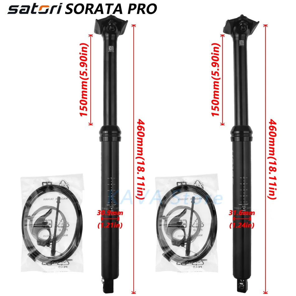 Satori height adjustable seatpost dropper 150mm travel Diameter 30.9/31.6mm*460mm internal cable wire remote control bike part | Спорт и