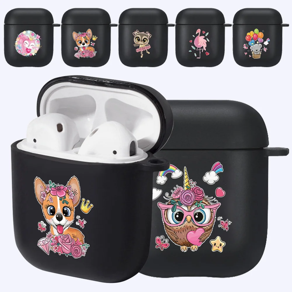 

For Apple Airpods 1st /2nd Gen Black Soft Silicone Wireless Bluetooth Earphone Cases Cute Cartoon Pattern Series Headphone Case