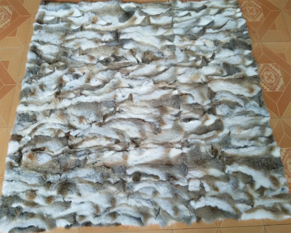 Лоскутное одеяло из меха кролика подлинный натуральных мех ковер ковры для