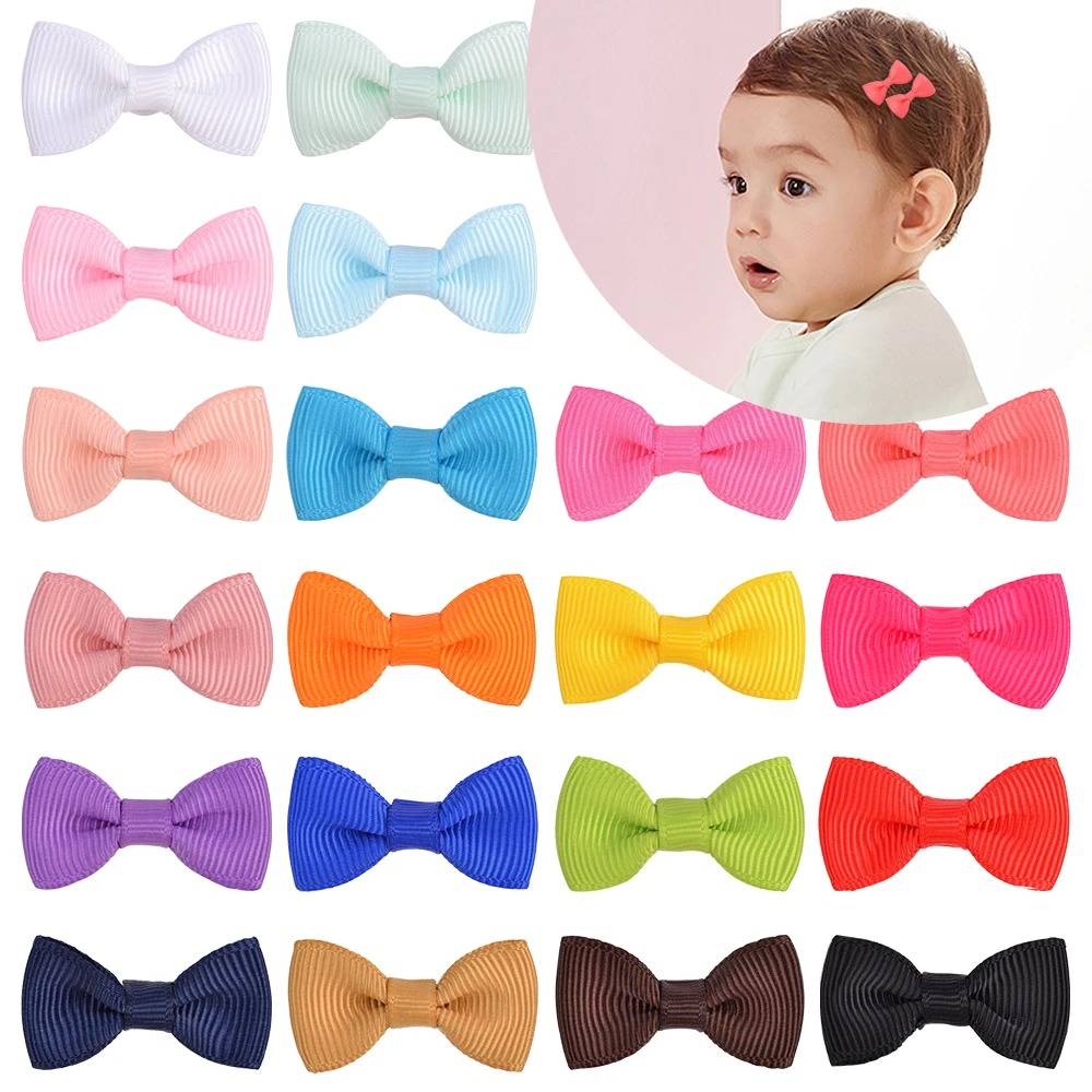 

20Pcs/lot 1.3 inches Solid Ribbon Hair Bows With Clip For Girls Mini Hairpins Boutique Barrettes Headwear Kids Hair Accessories