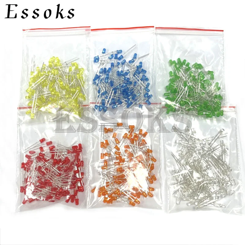 

100pcs 3mm LED Diode 3 mm Assorted Kit White Green Red Blue Yellow Orange Pink Purple Warm white DIY Light Emitting Diodes