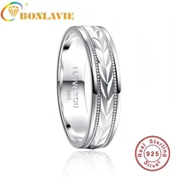 bonlavie 6mm polished male 928 pure silver ring inside the ring i love you wedding jewelry accessories gifts wholesale for men