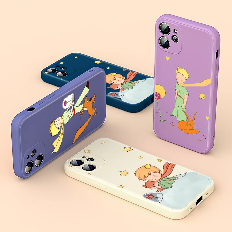 The Little Prince And Fox Liquid Silicone Soft Cover For Apple IPhone 13 12 Mini 11 Pro XS MAX XR X 8 7 6S SE Plus Phone Case
