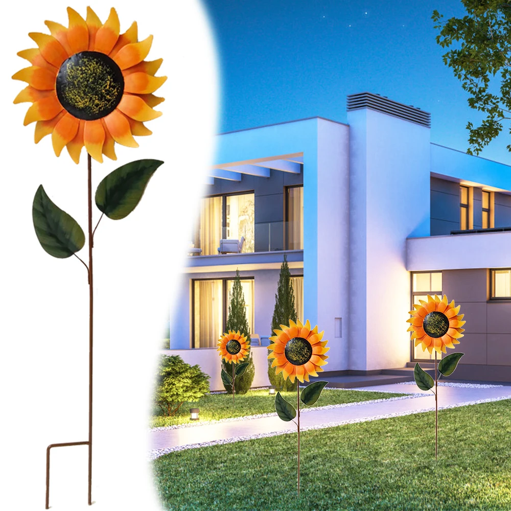 

Sunflower Windmill Wind Spinner Metal Lawn Pinwheels Floral Sculptures Kid Toy Iron Art Home Decoration for Garden Yard Outside