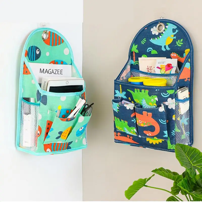 

Wall Mount Bag Multi-function Waterproof Bag Organizer Cotton Linen Toiletry Bag Home Dormitory Hanging Books Sudries Storage