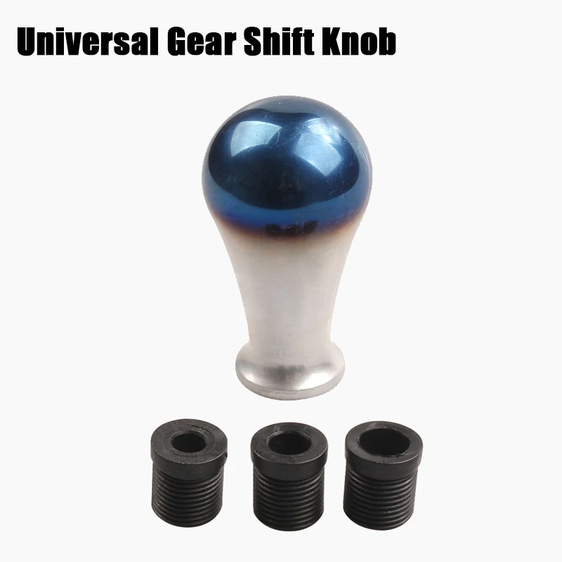 

Universal Aluminum Car Racing Modified Semi-roasted Blue Manual Gear Shift Knob With Adapter