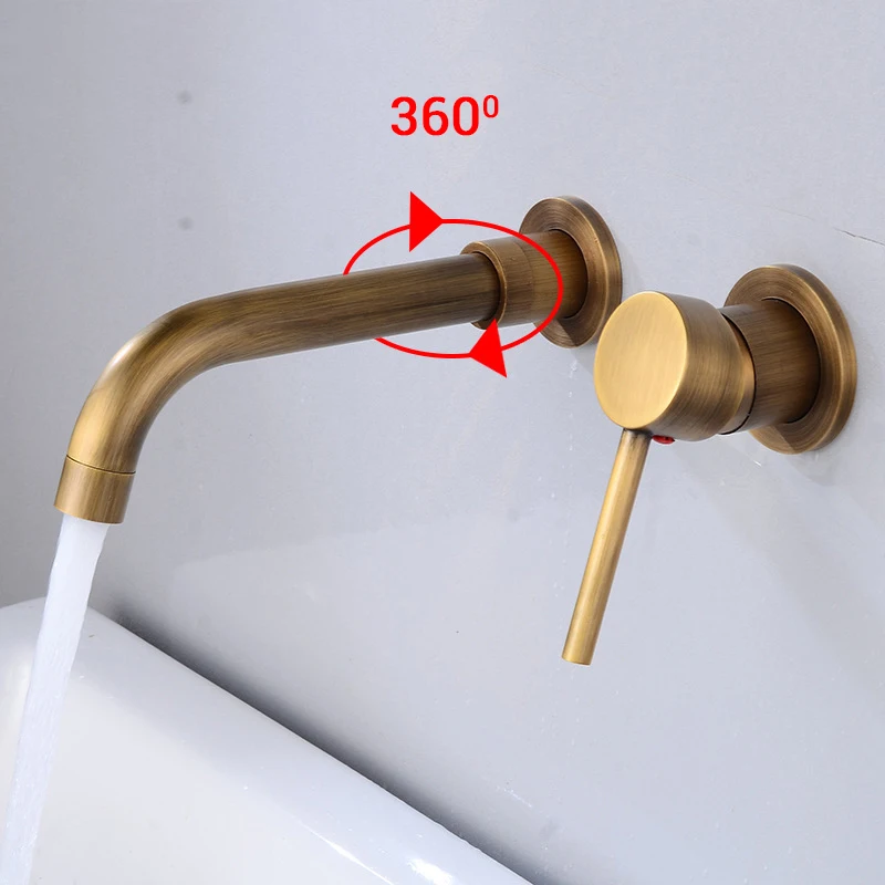 Скрытый настенный смеситель для раковины Смеситель горячей и холодной воды Tap