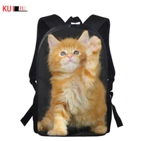 customized kawaii 3d animal catkitty maine coon print boys girls school bags primary school student schoolbag casual book bag