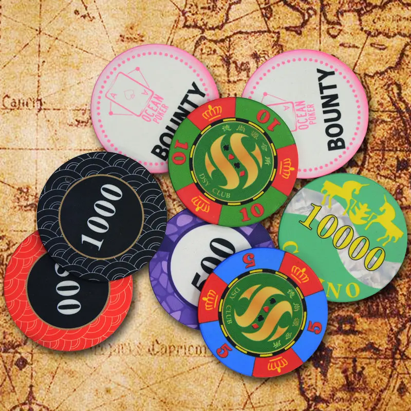 Набор покерных чипов Texas Hold из белой керамики для казино на заказ с вашим