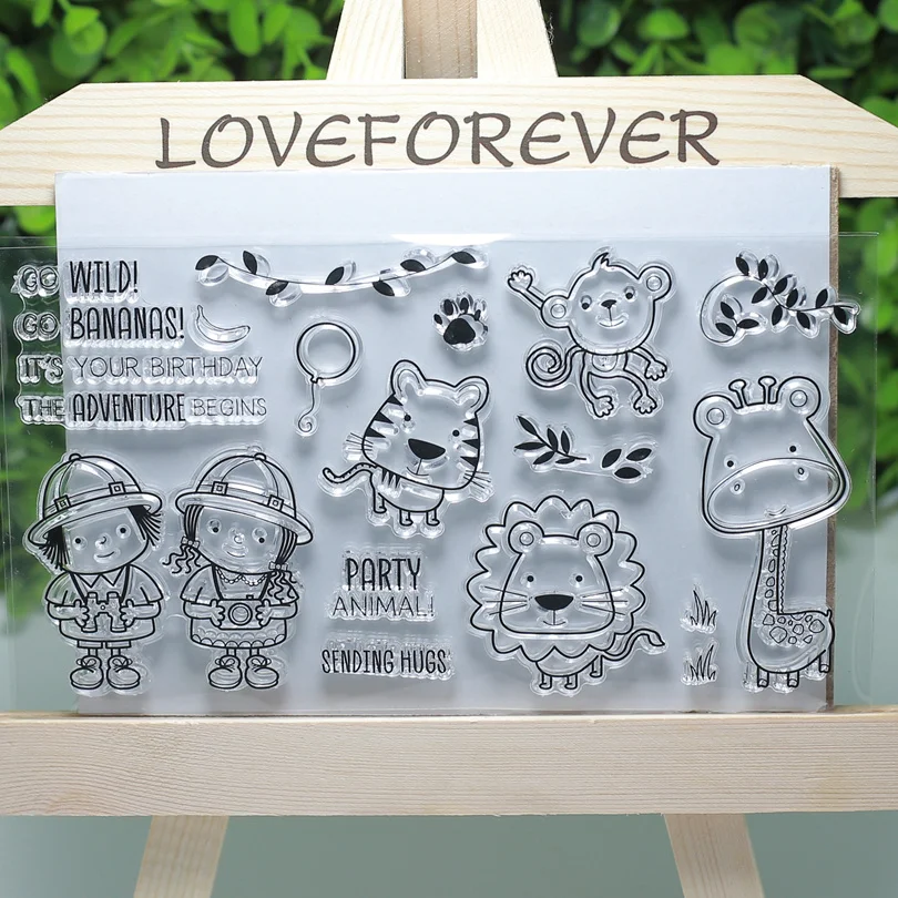 Go wild вечерние объятия животных прозрачный значок для скрапбукинга/изготовление