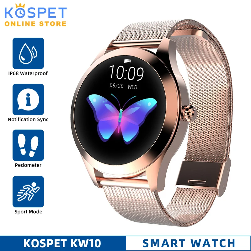 KOSPET KW10 женские Смарт часы ip68 Водонепроницаемый Bluetooth Монитор Сердечного Ритма