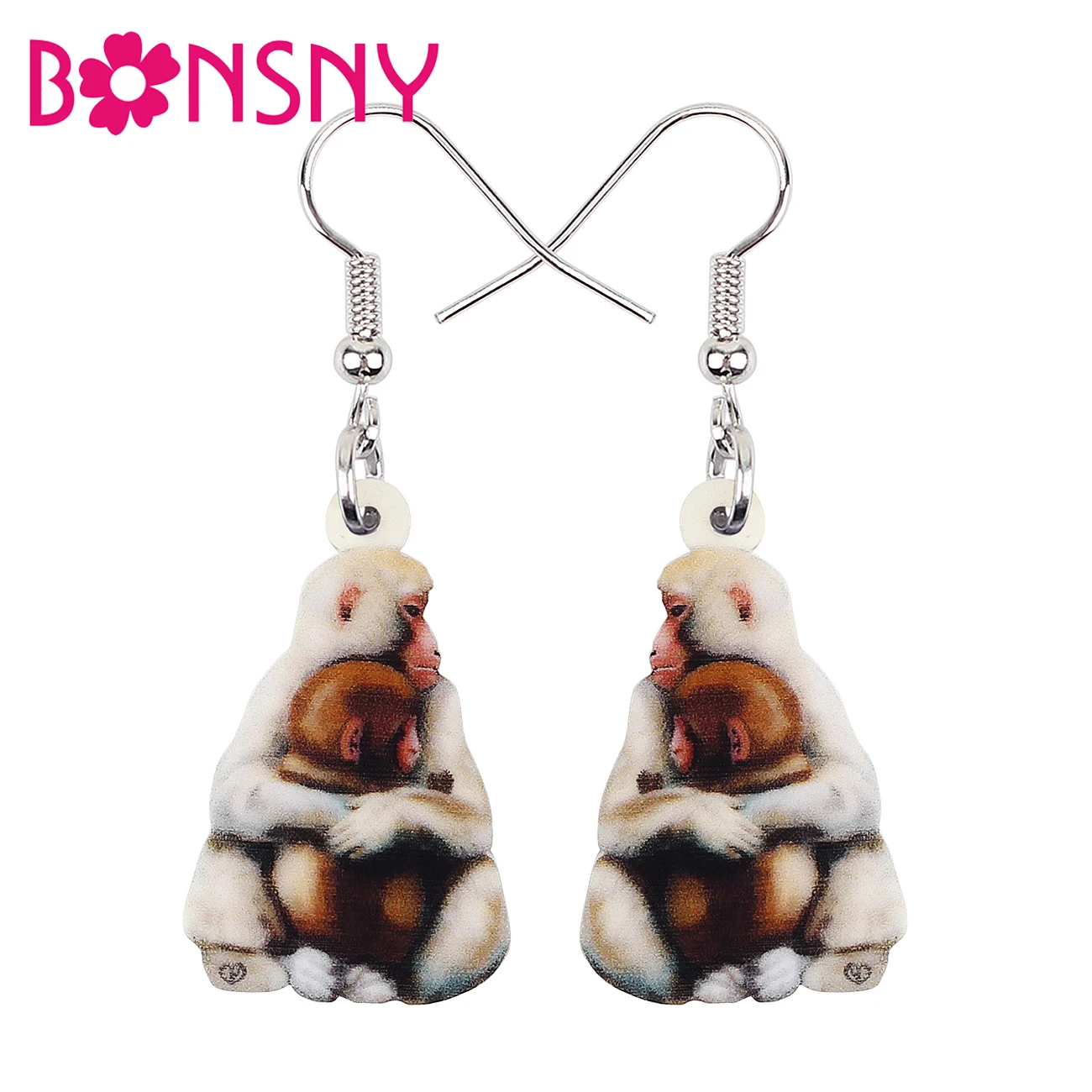

Bonsny Acrylic Orangutan Gorilla Ape Monkey Mother's Day Earrings Animal Drop Dangle Jewelry For Lady Girls Kid Gift Accessories
