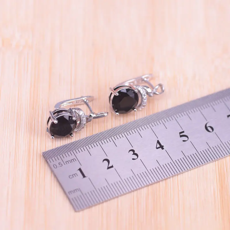 Risenj черный камень белый кристалл серебряный цвет костюм набор украшений для