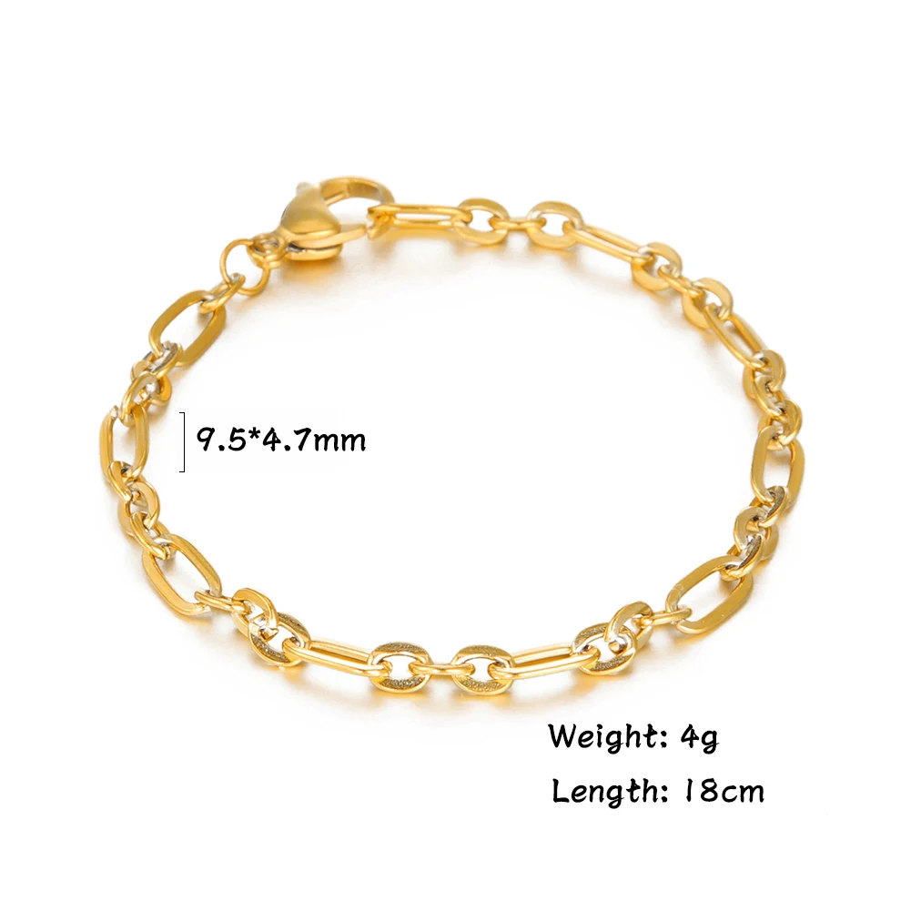 Likegreat нержавеющая сталь звено цепи браслет цвета: золотистый серебристый Цвет Коренастый КУБИНСКИЙ