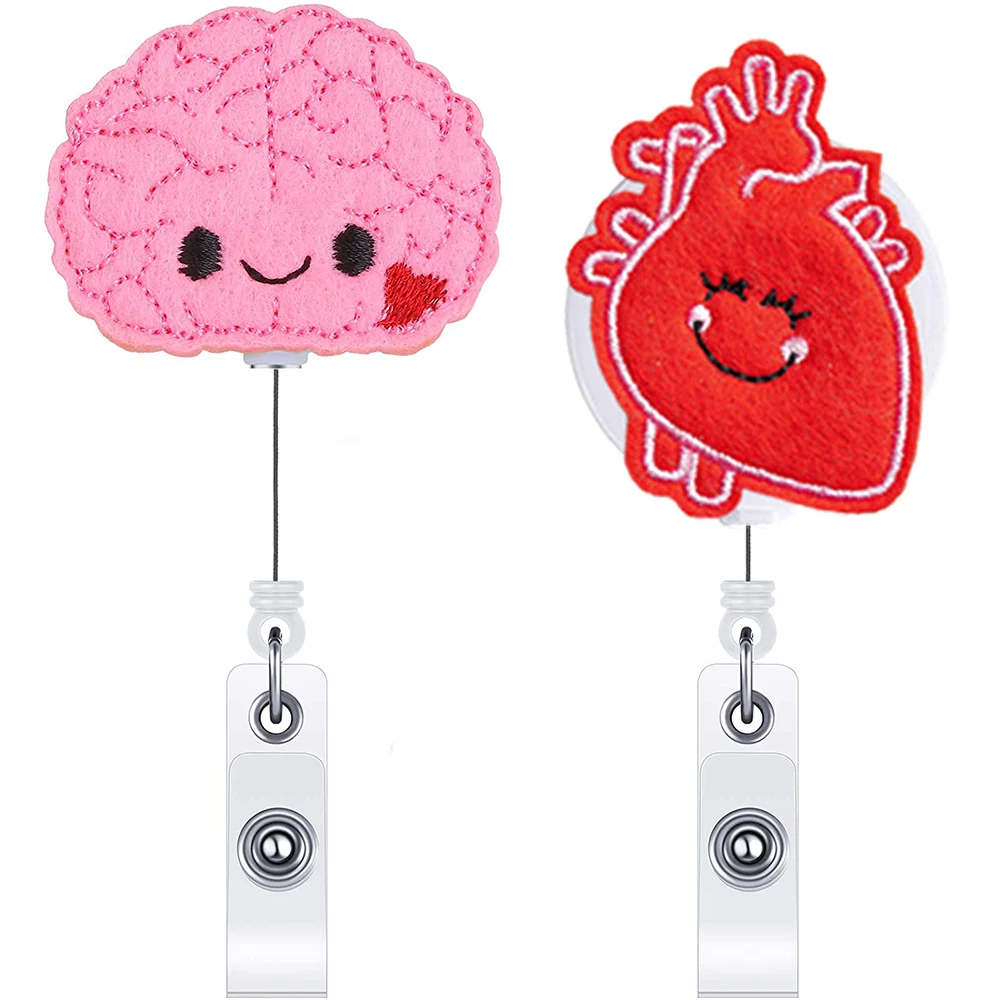 

Значок медсестры из фетра 2 шт., катушка для знаков, значок для мозга, держатель для ID знаков с зажимом крокодила для медсестер, врачей, учител...